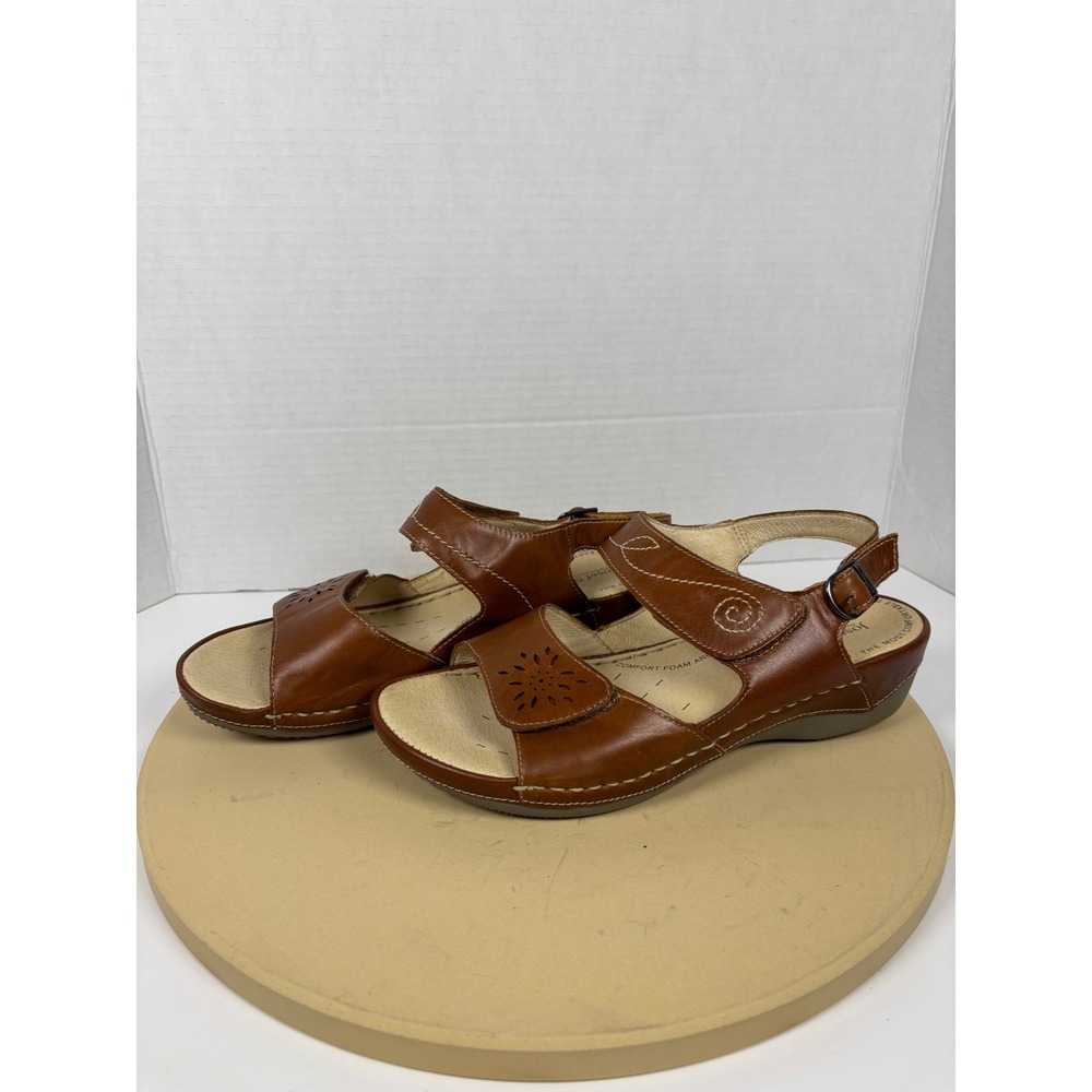 Josef Seibel Brown Leather Comfort Slingback Sandals Women 38 US 7-7.5